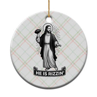 Christian Football Lover Ceramic Ornament He Is Rizzin Funny Gift - Wonder Print Shop