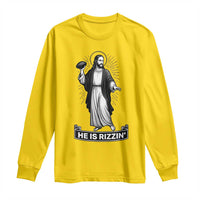 Christian Football Lover Long Sleeve Shirt He Is Rizzin Funny Gift - Wonder Print Shop