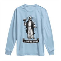 Christian Football Lover Long Sleeve Shirt He Is Rizzin Funny Gift - Wonder Print Shop