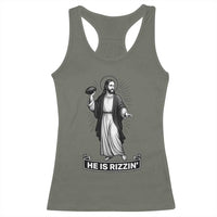 Christian Football Lover Racerback Tank Top He Is Rizzin Funny Gift - Wonder Print Shop
