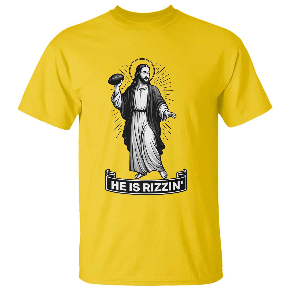 Christian Football Lover T Shirt He Is Rizzin Funny Gift - Wonder Print Shop