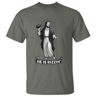 Christian Football Lover T Shirt He Is Rizzin Funny Gift - Wonder Print Shop
