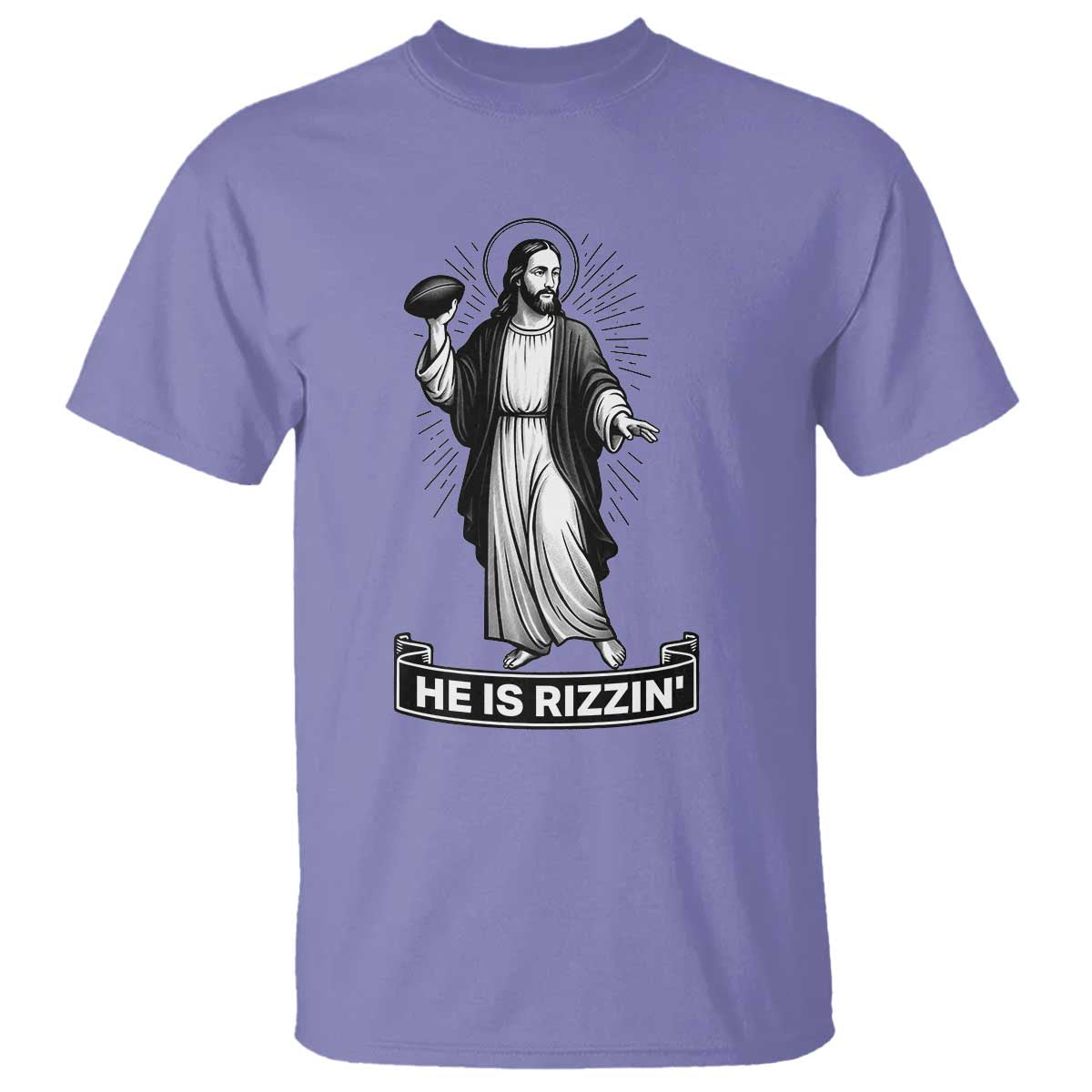 Christian Football Lover T Shirt He Is Rizzin Funny Gift - Wonder Print Shop