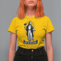 Christian Football Lover T Shirt For Women He Is Rizzin Funny Gift - Wonder Print Shop
