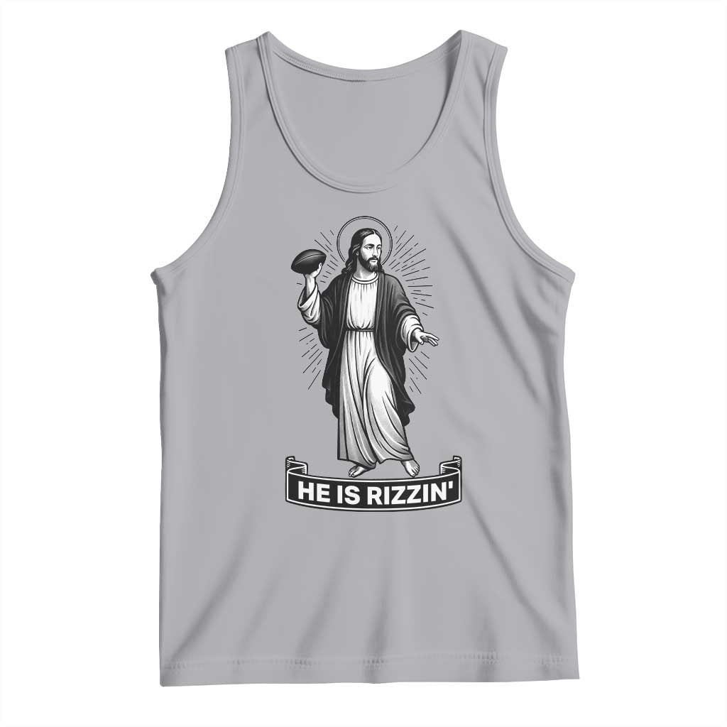 Christian Football Lover Tank Top He Is Rizzin Funny Gift - Wonder Print Shop