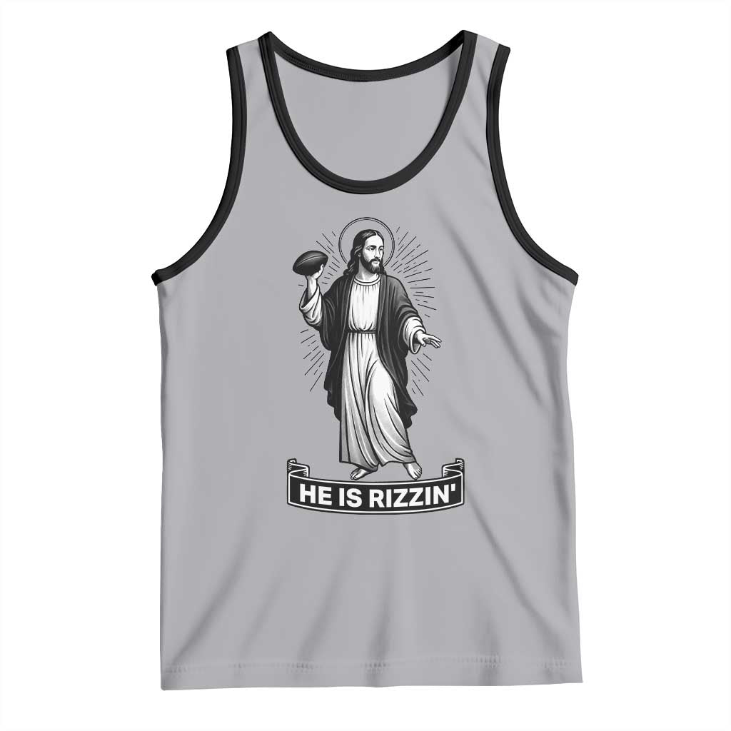 Christian Football Lover Tank Top He Is Rizzin Funny Gift - Wonder Print Shop