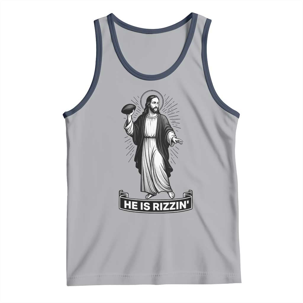 Christian Football Lover Tank Top He Is Rizzin Funny Gift - Wonder Print Shop