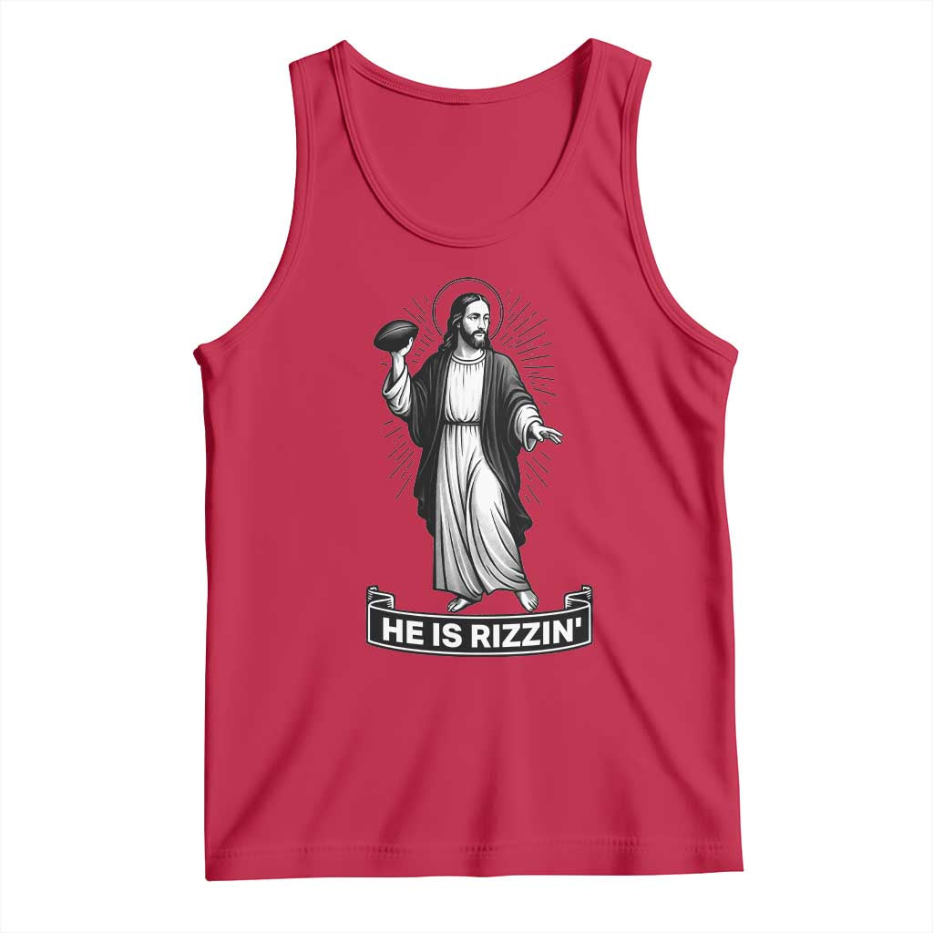Christian Football Lover Tank Top He Is Rizzin Funny Gift - Wonder Print Shop