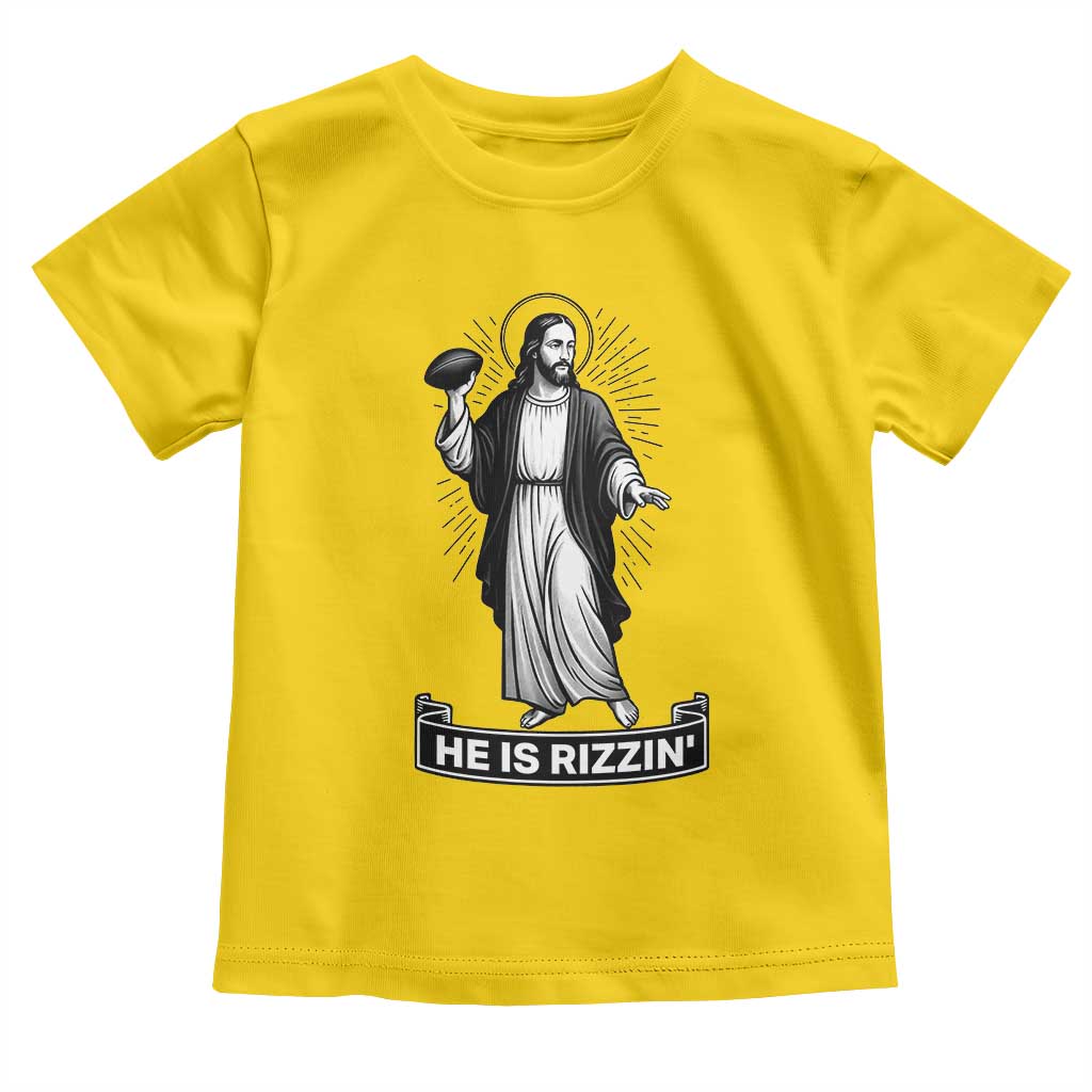 Christian Football Lover Toddler T Shirt He Is Rizzin Funny Gift - Wonder Print Shop