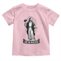 Christian Football Lover Toddler T Shirt He Is Rizzin Funny Gift - Wonder Print Shop