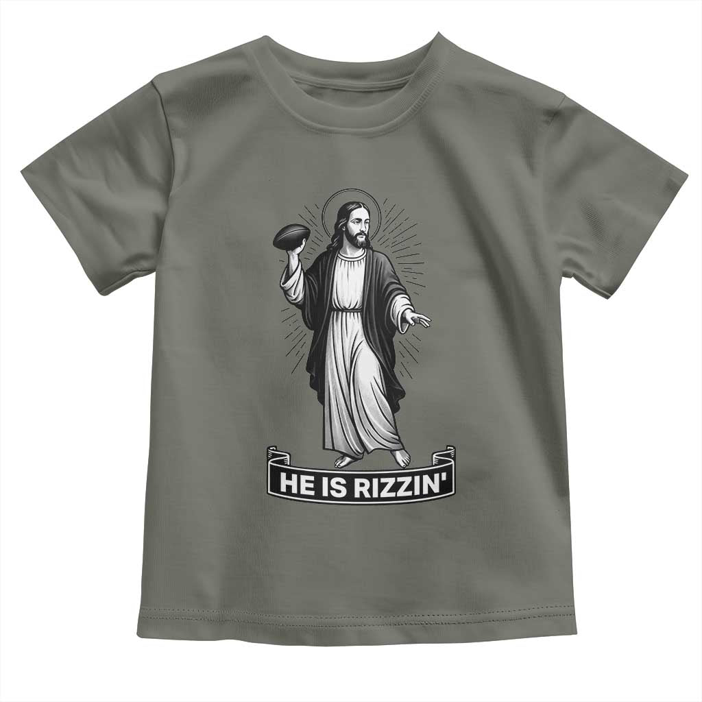 Christian Football Lover Toddler T Shirt He Is Rizzin Funny Gift - Wonder Print Shop