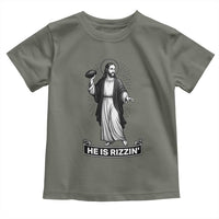 Christian Football Lover Toddler T Shirt He Is Rizzin Funny Gift - Wonder Print Shop