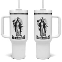Christian Football Lover Tumbler With Handle He Is Rizzin Funny Gift - Wonder Print Shop
