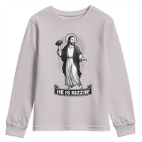 Christian Football Lover Youth Sweatshirt He Is Rizzin Funny Gift - Wonder Print Shop