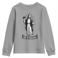 Christian Football Lover Youth Sweatshirt He Is Rizzin Funny Gift - Wonder Print Shop
