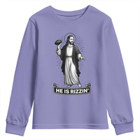 Christian Football Lover Youth Sweatshirt He Is Rizzin Funny Gift - Wonder Print Shop