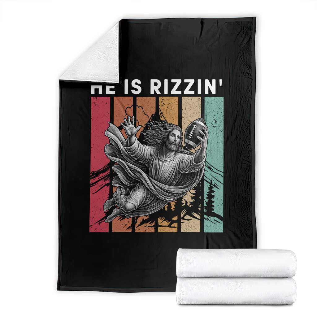 He Is Rizzin Throw Blanket Funny Christian Football Lover Gift - Wonder Print Shop