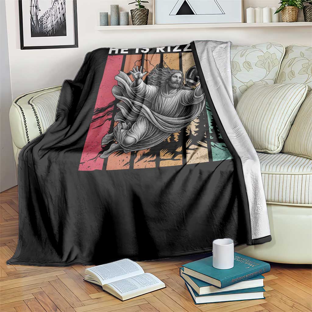 He Is Rizzin Throw Blanket Funny Christian Football Lover Gift - Wonder Print Shop