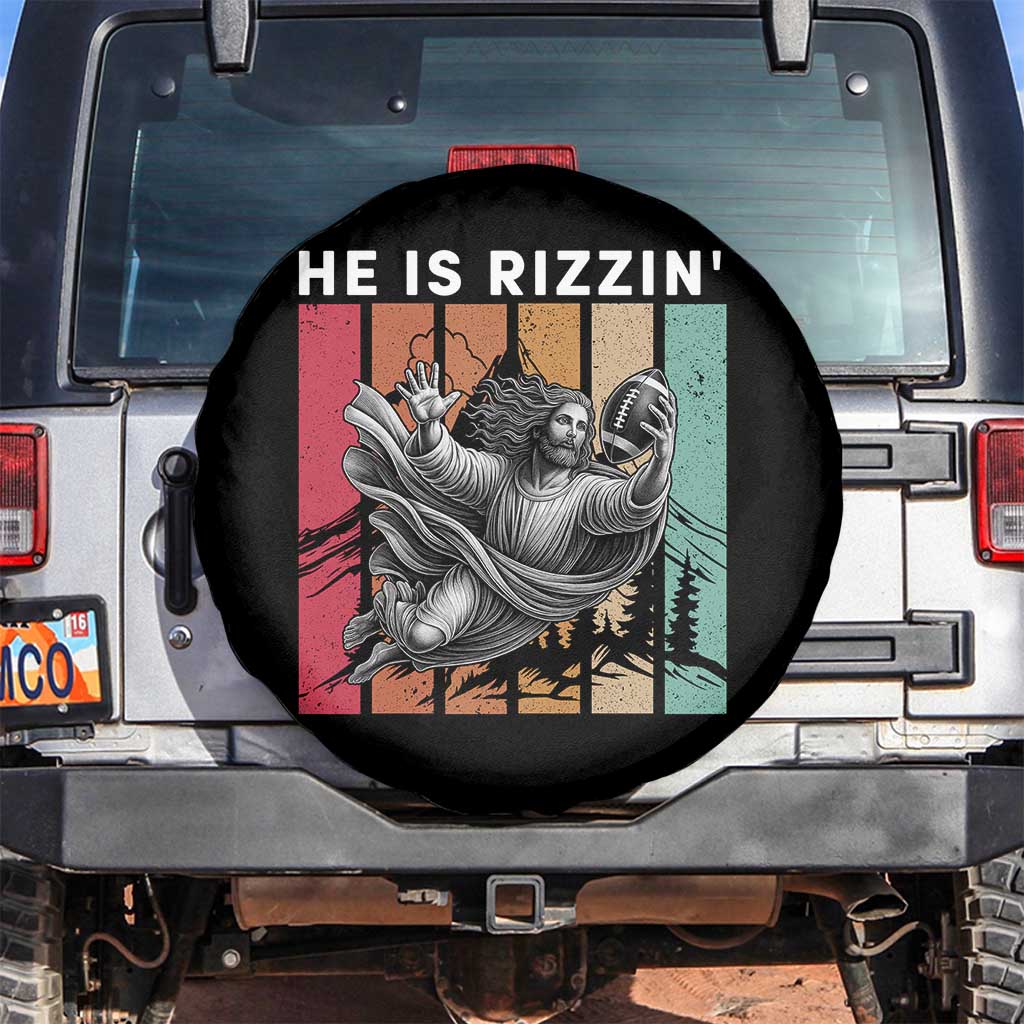 He Is Rizzin Spare Tire Cover Funny Christian Football Lover Gift - Wonder Print Shop