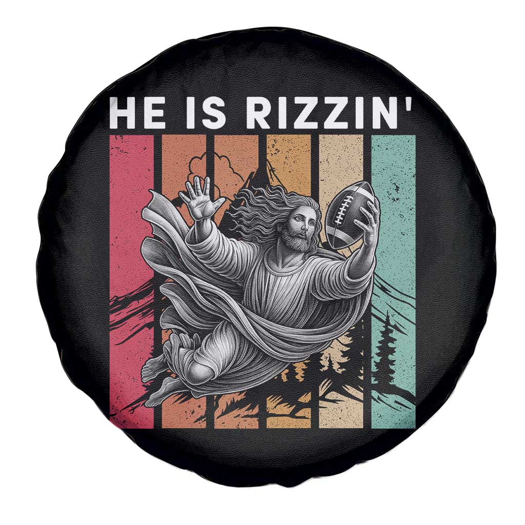 He Is Rizzin Spare Tire Cover Funny Christian Football Lover Gift - Wonder Print Shop