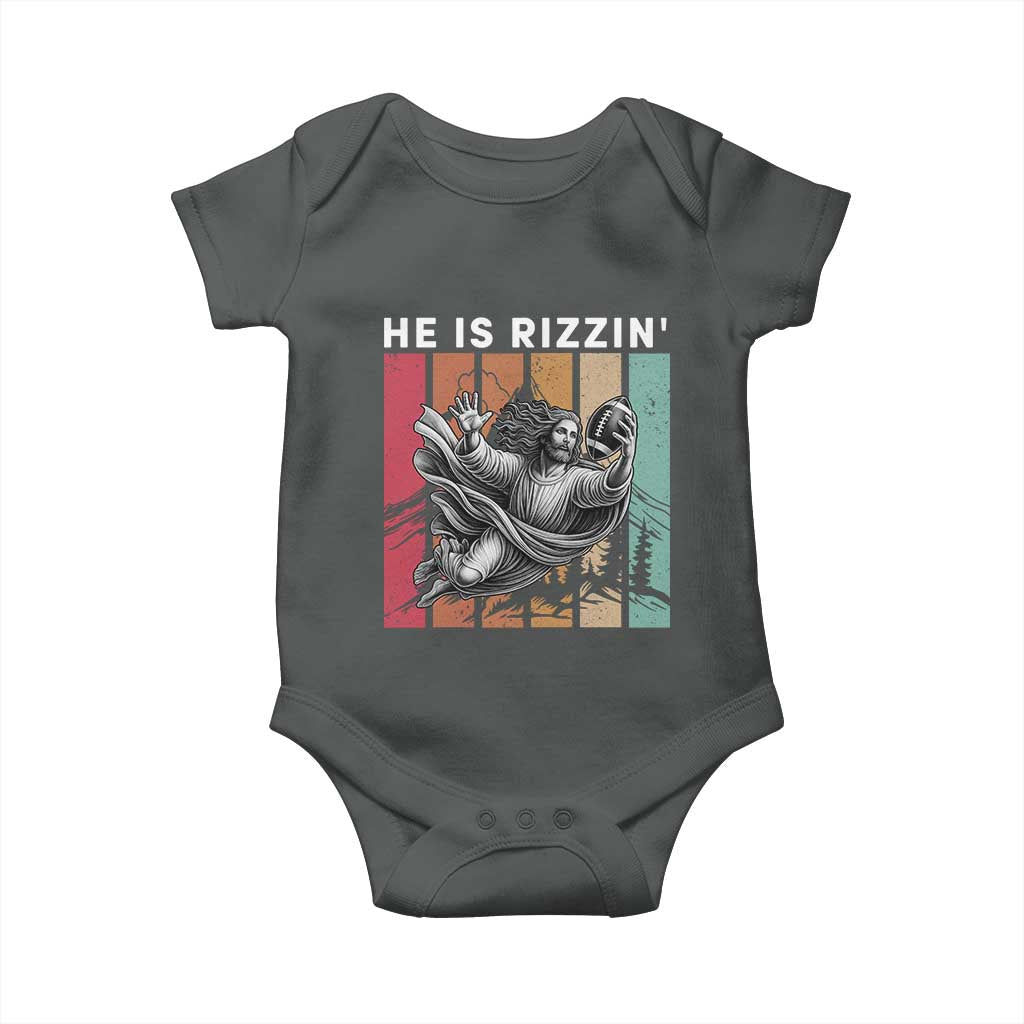 He Is Rizzin Baby Onesie Funny Christian Football Lover Gift - Wonder Print Shop
