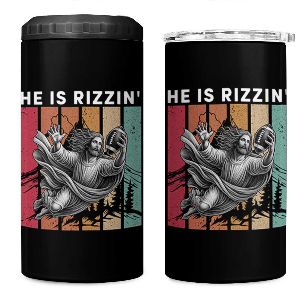 He Is Rizzin 4 in 1 Can Cooler Tumbler Funny Christian Football Lover Gift - Wonder Print Shop