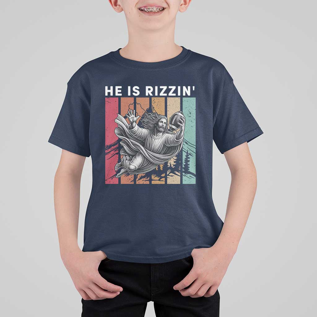 He Is Rizzin T Shirt For Kid Funny Christian Football Lover Gift - Wonder Print Shop