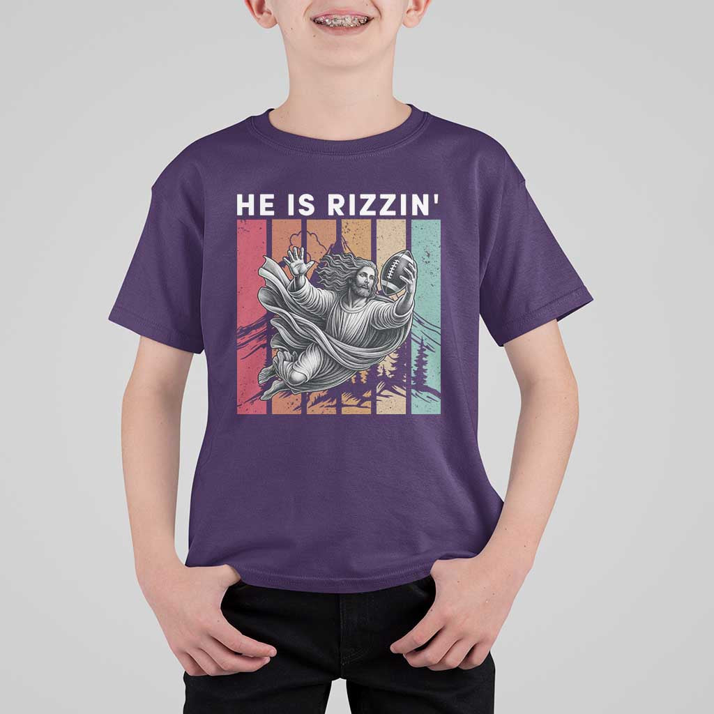 He Is Rizzin T Shirt For Kid Funny Christian Football Lover Gift - Wonder Print Shop