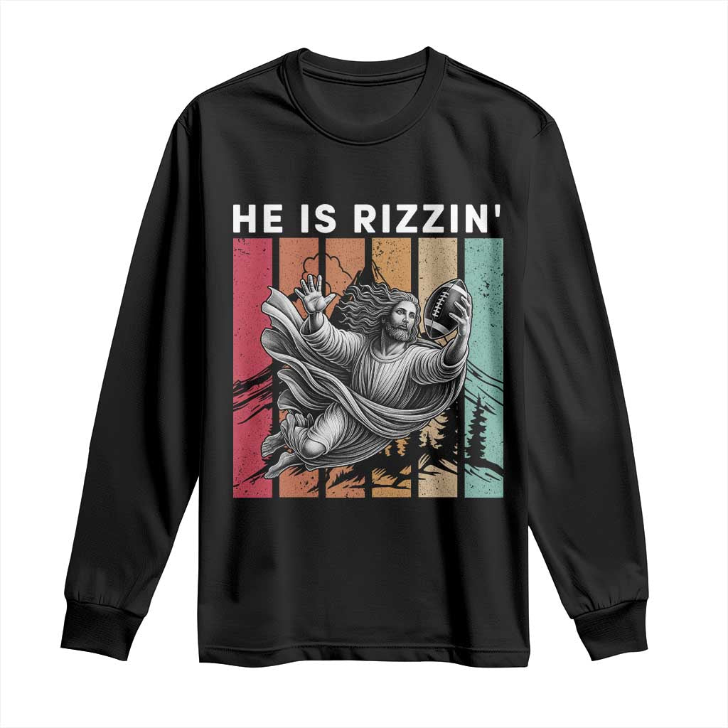 He Is Rizzin Long Sleeve Shirt Funny Christian Football Lover Gift - Wonder Print Shop