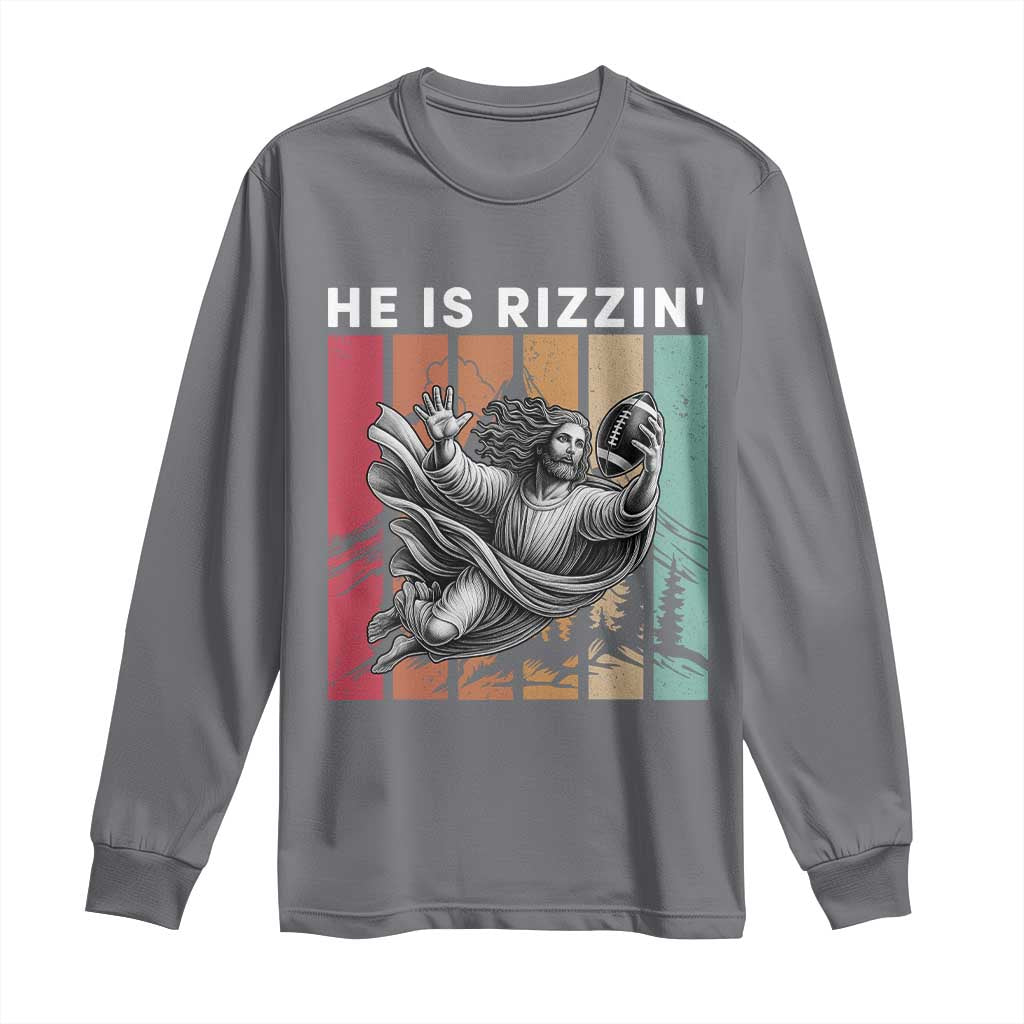 He Is Rizzin Long Sleeve Shirt Funny Christian Football Lover Gift - Wonder Print Shop