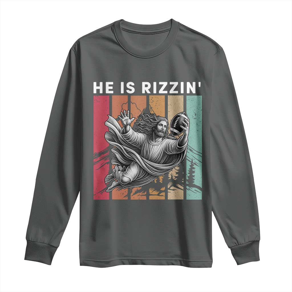 He Is Rizzin Long Sleeve Shirt Funny Christian Football Lover Gift - Wonder Print Shop
