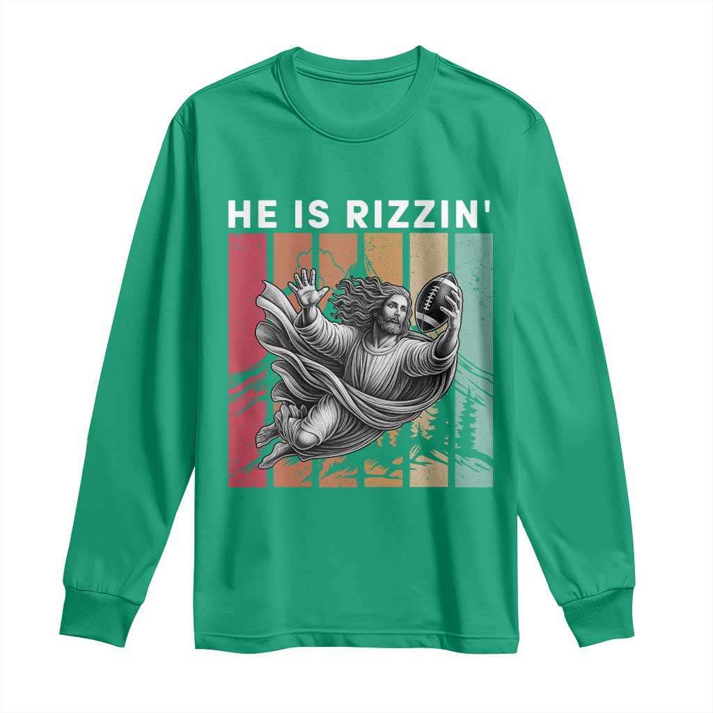 He Is Rizzin Long Sleeve Shirt Funny Christian Football Lover Gift - Wonder Print Shop