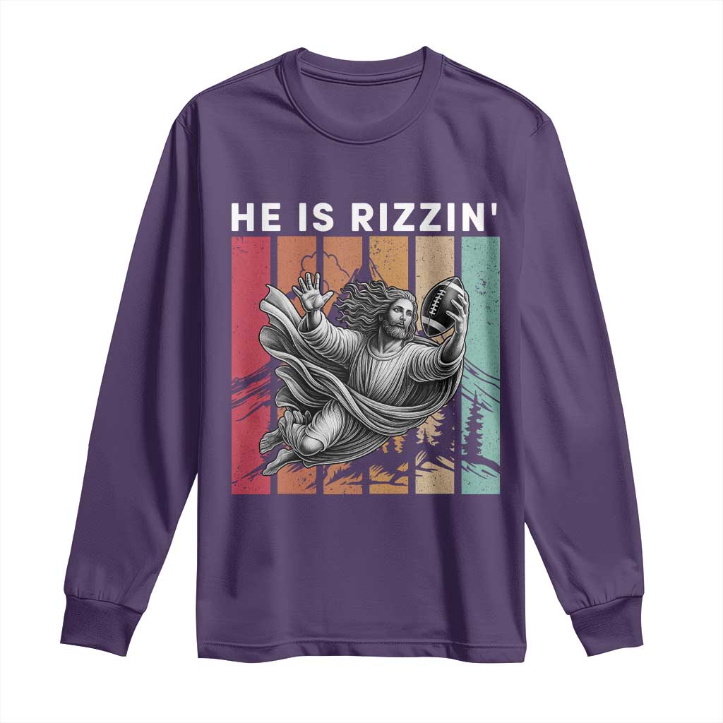 He Is Rizzin Long Sleeve Shirt Funny Christian Football Lover Gift - Wonder Print Shop