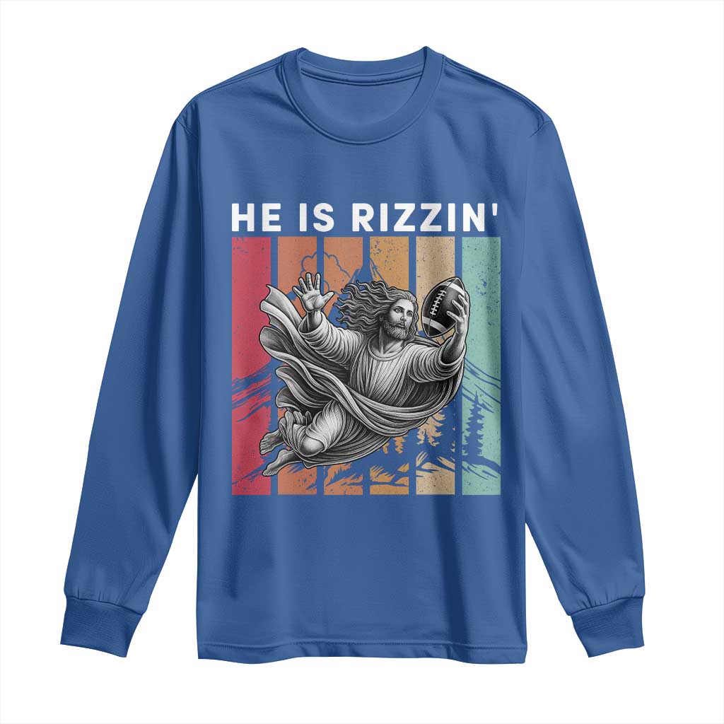 He Is Rizzin Long Sleeve Shirt Funny Christian Football Lover Gift - Wonder Print Shop