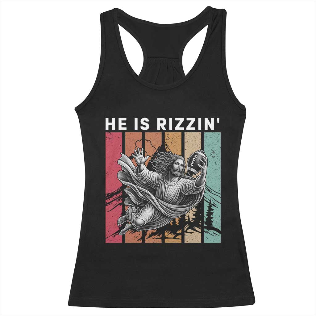 He Is Rizzin Racerback Tank Top Funny Christian Football Lover Gift - Wonder Print Shop