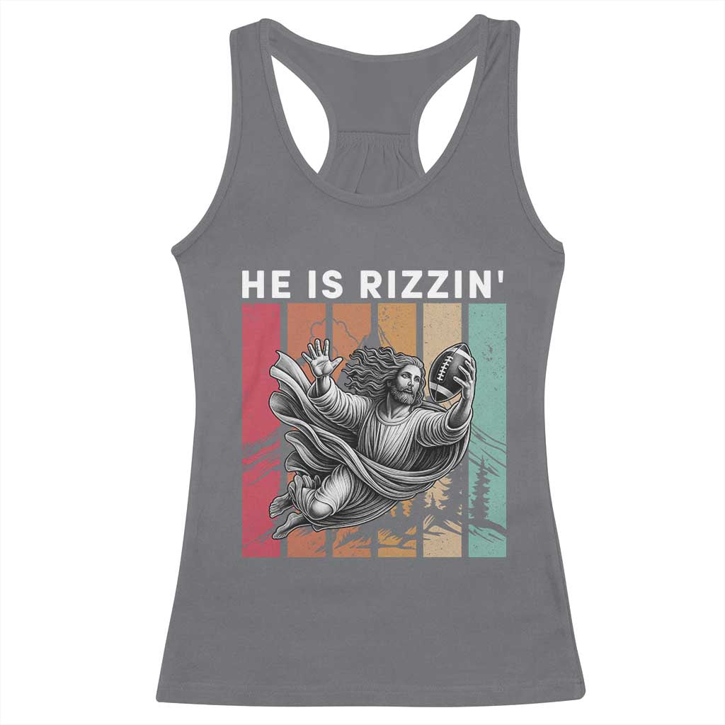 He Is Rizzin Racerback Tank Top Funny Christian Football Lover Gift - Wonder Print Shop