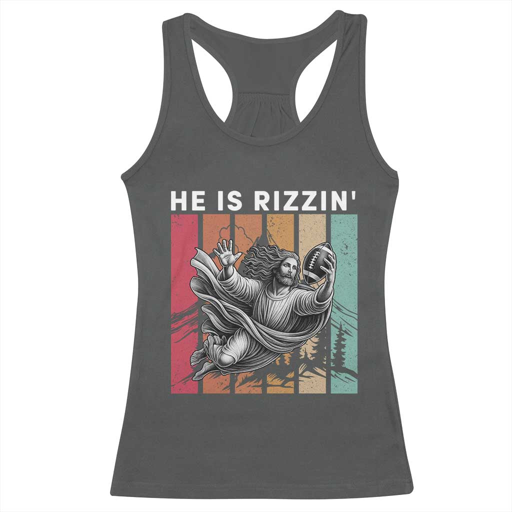 He Is Rizzin Racerback Tank Top Funny Christian Football Lover Gift - Wonder Print Shop