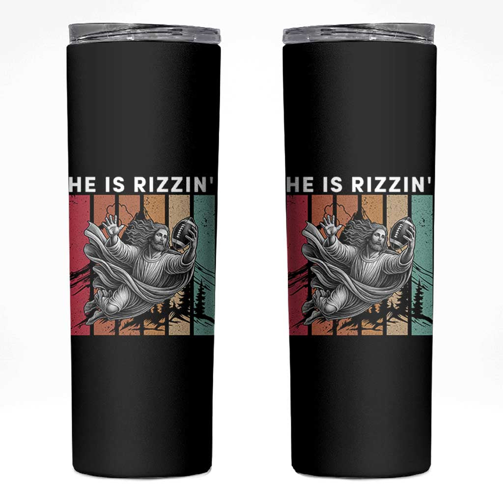 He Is Rizzin Skinny Tumbler Funny Christian Football Lover Gift - Wonder Print Shop