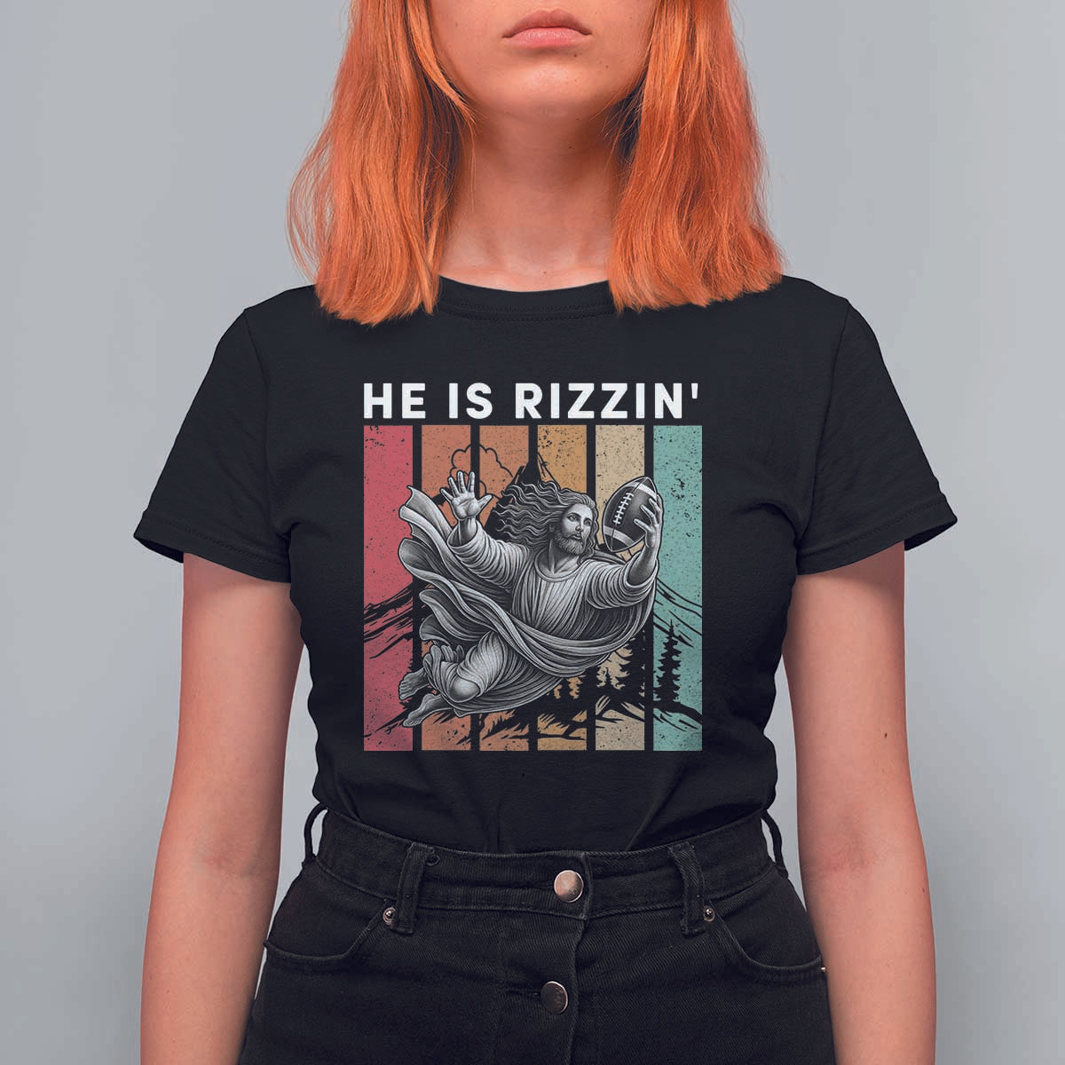 He Is Rizzin T Shirt For Women Funny Christian Football Lover Gift - Wonder Print Shop