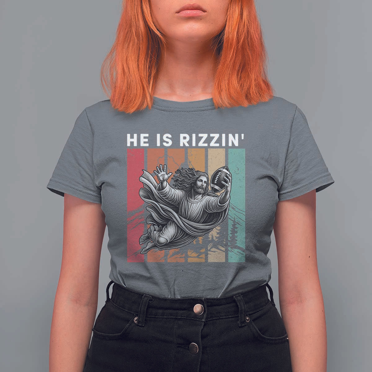 He Is Rizzin T Shirt For Women Funny Christian Football Lover Gift - Wonder Print Shop