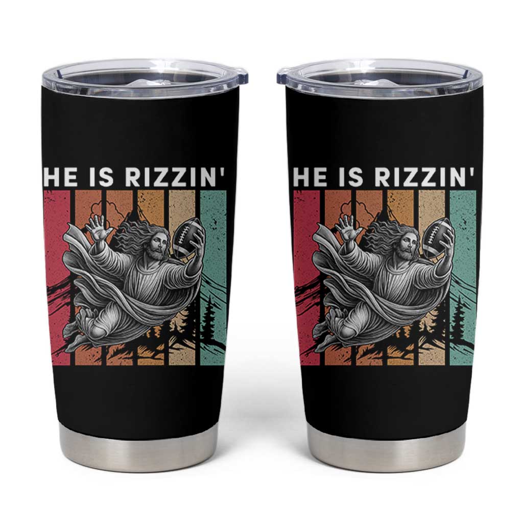 He Is Rizzin Tumbler Cup Funny Christian Football Lover Gift - Wonder Print Shop