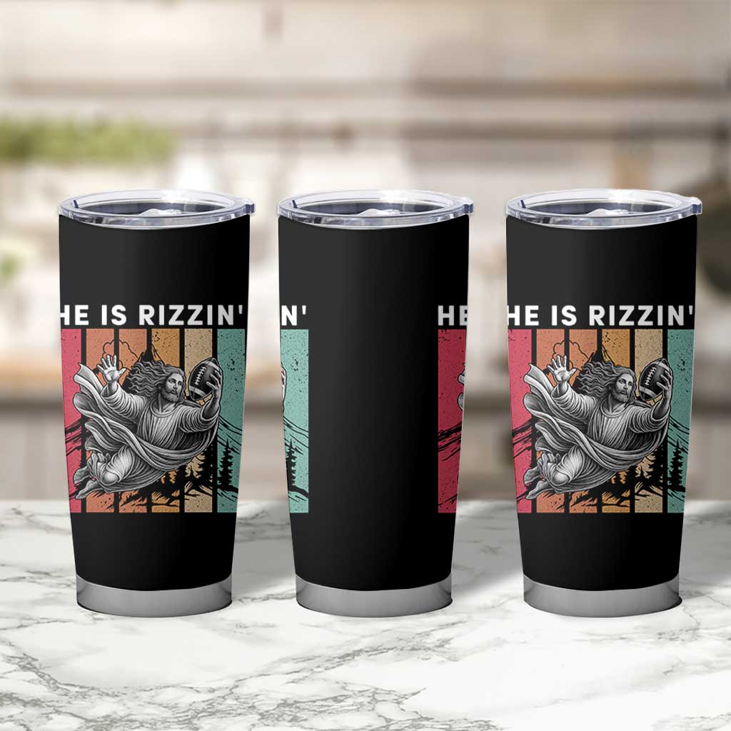 He Is Rizzin Tumbler Cup Funny Christian Football Lover Gift - Wonder Print Shop