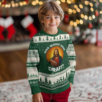 Who Would Jesus Draft Ugly Christmas Sweater Christian Football Lover - Wonder Print Shop