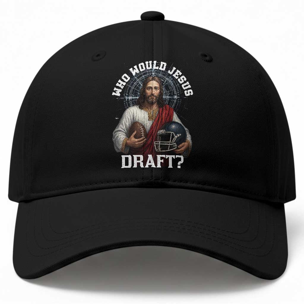 Christian Football Gift Baseball Cap Who Would Jesus Draft