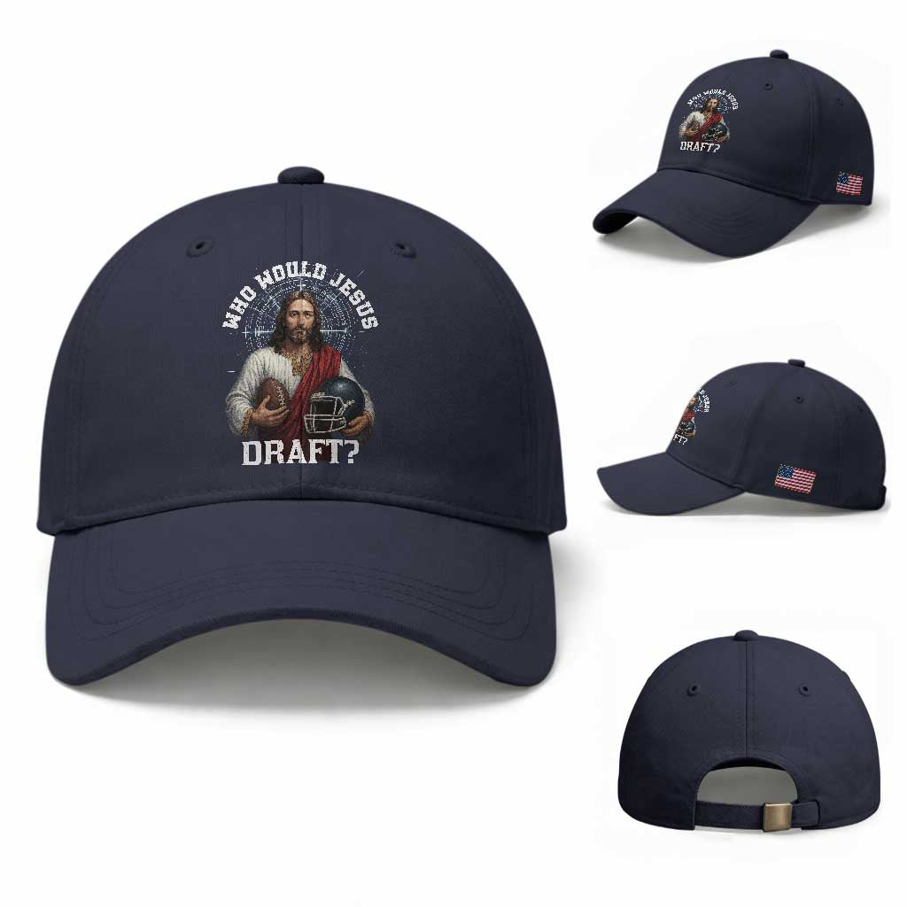 Christian Football Gift Baseball Cap Who Would Jesus Draft