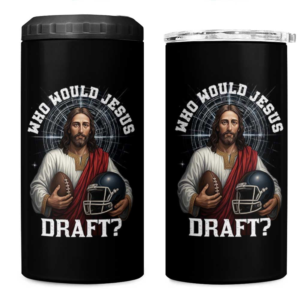 Christian Football Gift 4 in 1 Can Cooler Tumbler Who Would Jesus Draft - Wonder Print Shop
