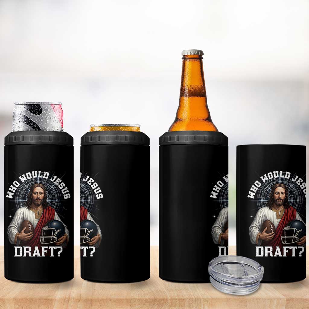 Christian Football Gift 4 in 1 Can Cooler Tumbler Who Would Jesus Draft - Wonder Print Shop
