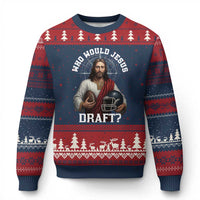 Christian Football Gift Ugly Christmas Sweater Who Would Jesus Draft - Wonder Print Shop