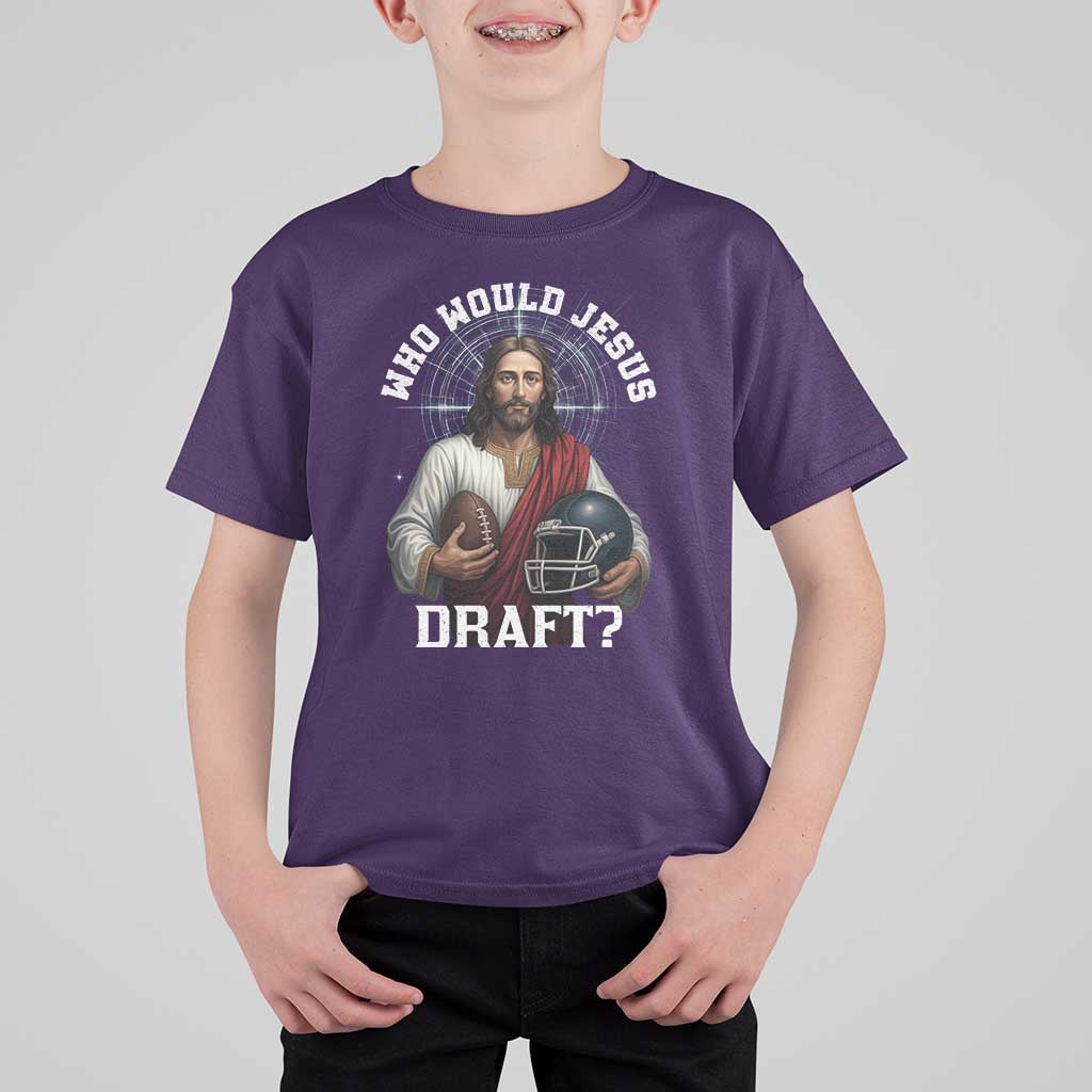 Christian Football Gift T Shirt For Kid Who Would Jesus Draft - Wonder Print Shop