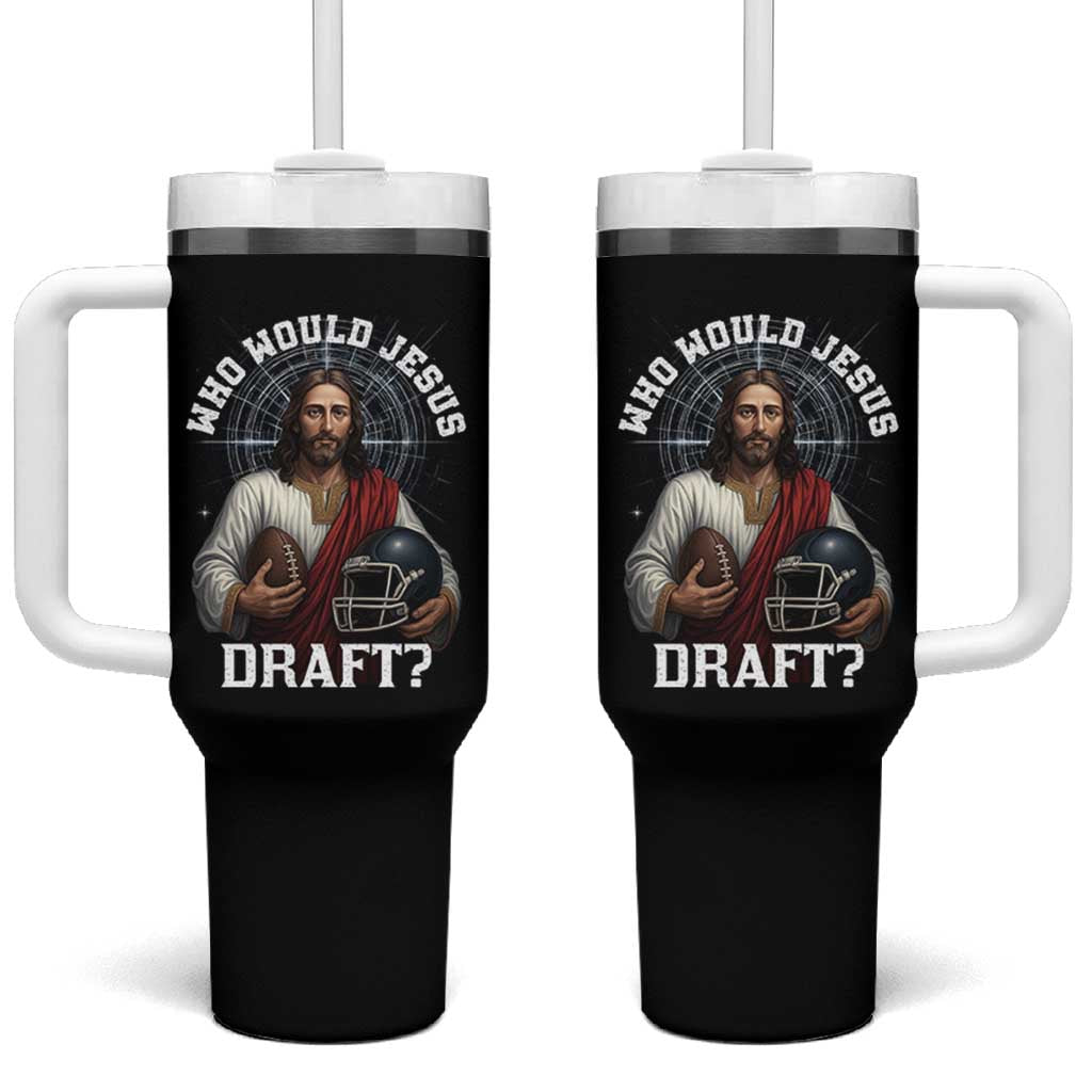 Christian Football Gift Tumbler With Handle Who Would Jesus Draft - Wonder Print Shop